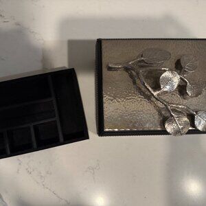 MICHAEL ARAM MEDIUM SILVER ORCHID BOTANICAL LEAF KEEPSAKE BOX
